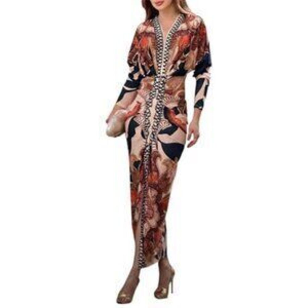 Women's Bodycon Long Sleeve Dress Casual Ruched Midi Dress